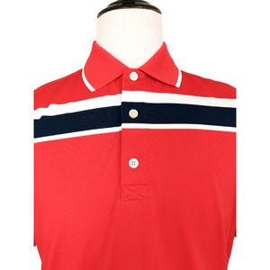 Footjoy Country Club Jackson Golf Polo Shirt Mens Size M Red Black White Stripes